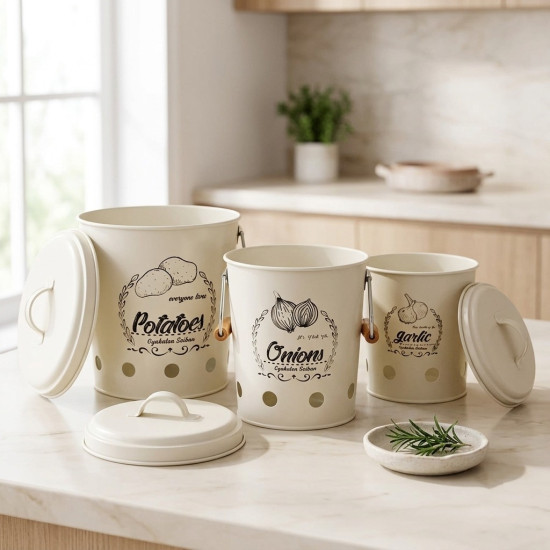 Iron Vegetable Containers 3 Pieces